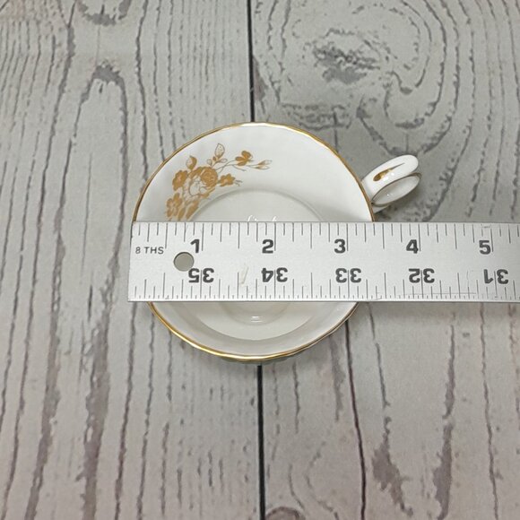 Crown Staffordshire Tea Cup And Saucer Green With Gold Roses E614 England - Picture 9 of 16